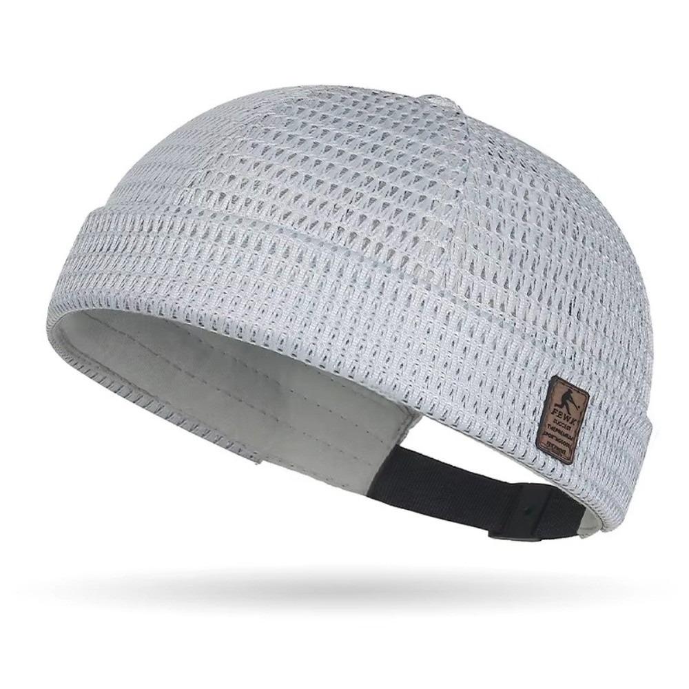 Street Style Large Grid Mesh Hollow Out Hat Car Seam Leather Logo Landlord Hat Breathable Hip Hop Style Mesh Hat Summer