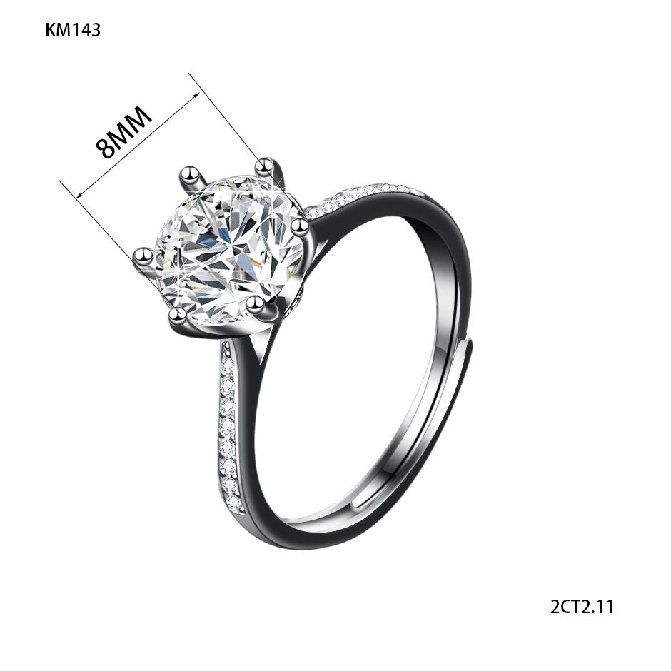 Fine Fashion Moissanite Jewelry Solitaire 2 Carat D Color S925 Sterling Silver Platinum Plated Prong Setting VVS1 Ring