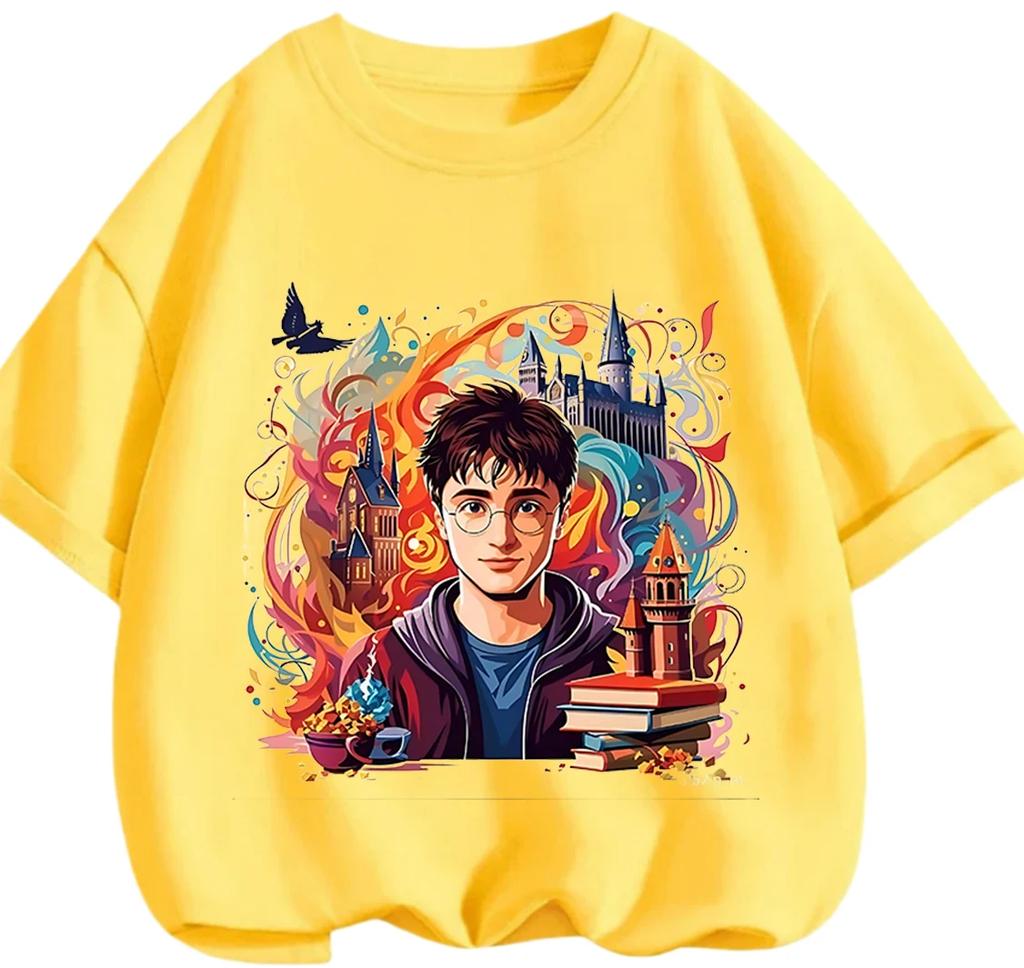 Breathable Summer Harry Potter T Shirt Street Fashion Casual Short Sleeve Outfit Boys Girls