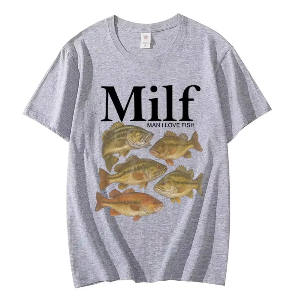 I Love Fish Fun Emoji Pack Tshirt Stylish Retro ShortSleeve TShirt Loose Fit Pure Cotton SpringSummer New Couple Shirt