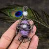 Purpurite, Moonstone Copper Wire Wrap Jewelry Pendant 3.27" o5Q68