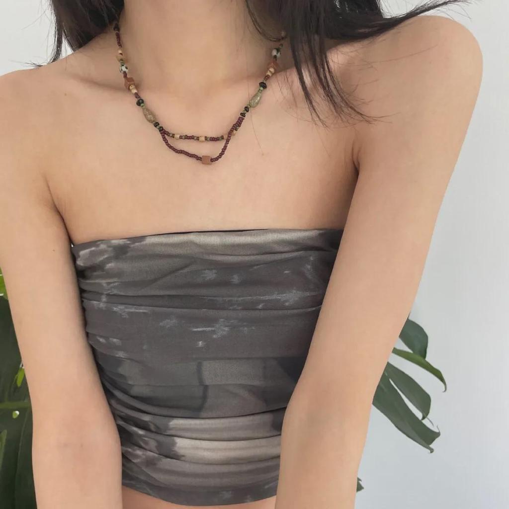 Дизайн ретро-коричневой ниши: Нестандартное двухслойное ожерелье из бисера с натуральными камнями