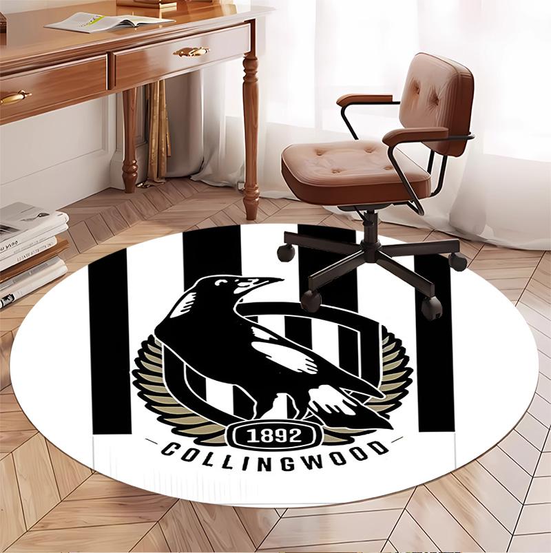 Collingwood Magpies Pattern Round Rug, Indoor/Outdoor Mat, for Picnic, Gameroom, Bedroom, Office, Living Room, Home Decor Carpet, Birthday Gift