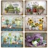 Garden Flower Rules Metal Sign Vintage Metal Plaque Plates Decor For Pub Bar Home Wall Decor Art Tin Signs Flower Poster Gift