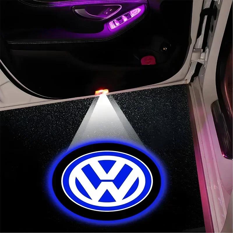 EPYFH1 2PCS Car Door Projector Decor Lamp LED Welcome Lights for VW Golf Polo Jetta Touran TSI TDI R32 MK4 GTI Tiguan Passat