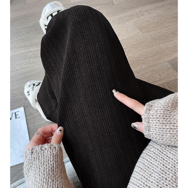 White Velvet Wide-leg Pants Women's Autumn and Winter Thickened Cotton Pants Narrow Version Straight Small Chenille Corduroy Pants