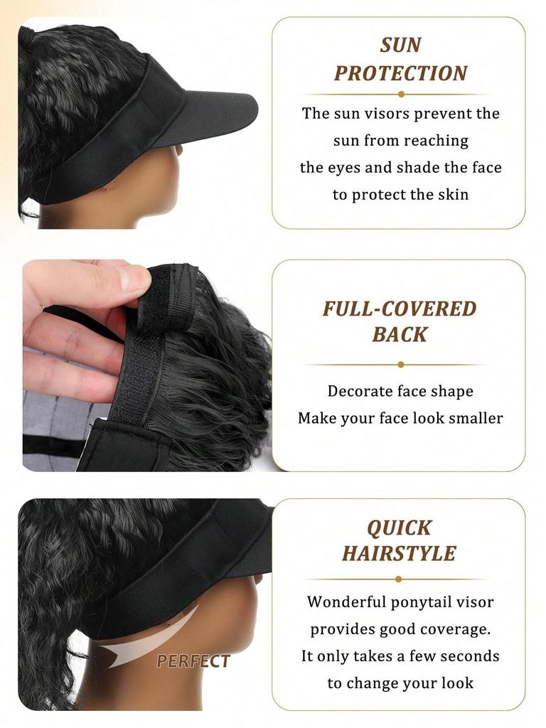 Синтетический хвостик, регулируемый парик, бейсбольная кепка с волнистыми короткими волосами, подходит для женских ежедневных вечеринок и занятий спортом