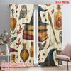 2pcs,2D Plane Printing Window Curtain Wizards Compendium Versatile Polyester Fabric (without Rod) All Seasons Ldeal for Living