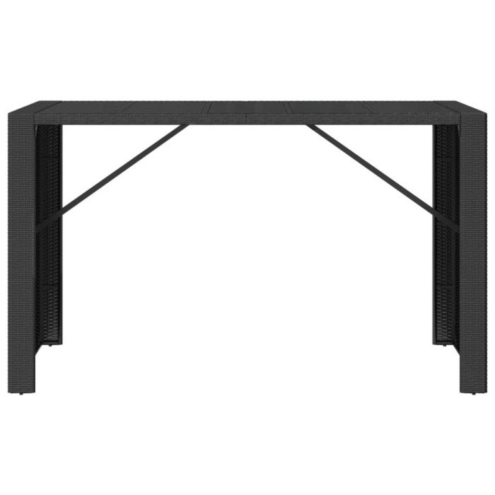 VidaXL Bar Table and Black Glass Top 185x80x110 Cm Poly Rattan, Party Table, Pub Table, Small Bar Table 362600
