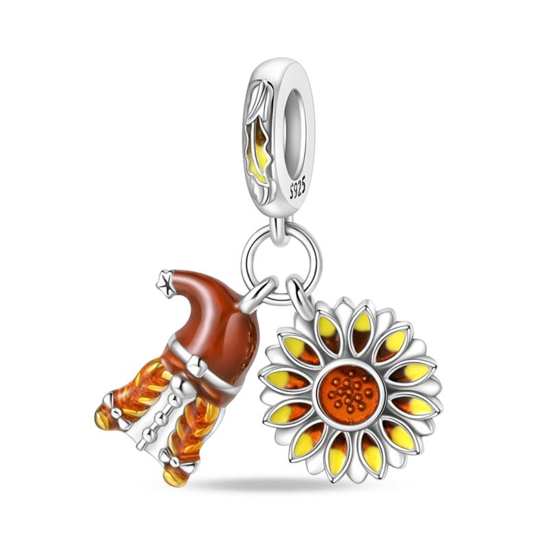 New 925 Silver Charm Beads Pendant Pumpkin Maple Leaf Autumn Series Charms Fit Original Bracelets Fine Jewelry