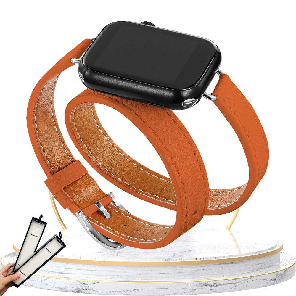 Кожаный ремешок Double Tour для Apple Watch ultra band 49мм 45мм 42мм 44мм Серия 8 7 6 Se 5 4 3 2 Iwatch 6 38мм 40мм Correa 41мм