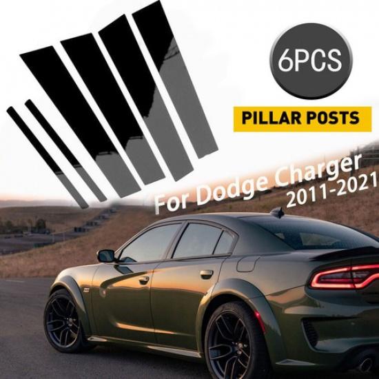 For 2011- Dodge Charger 4-Door Pillar Post 6pcs Window Door Trim Black NEW