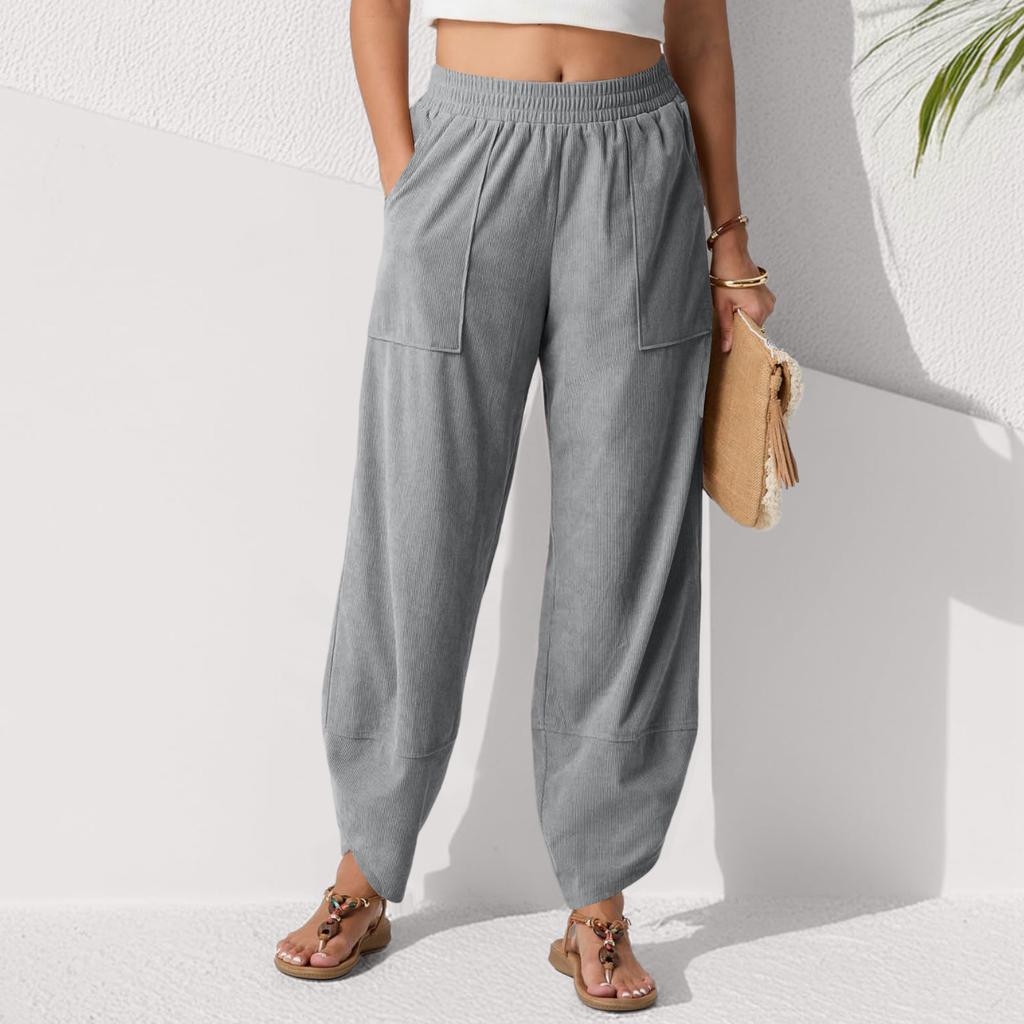 Модные женские однотонные повседневные укороченные брюки с карманами