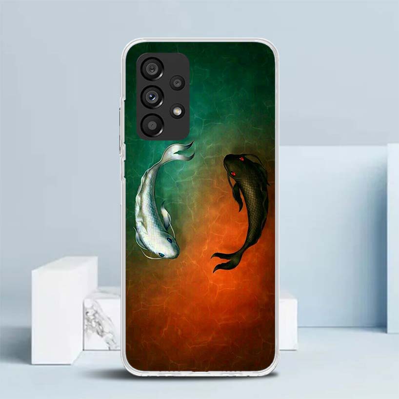 Япония Рыба Кои Инь Ян Искусство Мягкая обложка для Samsung Galaxy A17 A37 A57 A16 A26 A36 A56 A15 A14 A55 Чехол для телефона A13 A53 A25 A35 A24