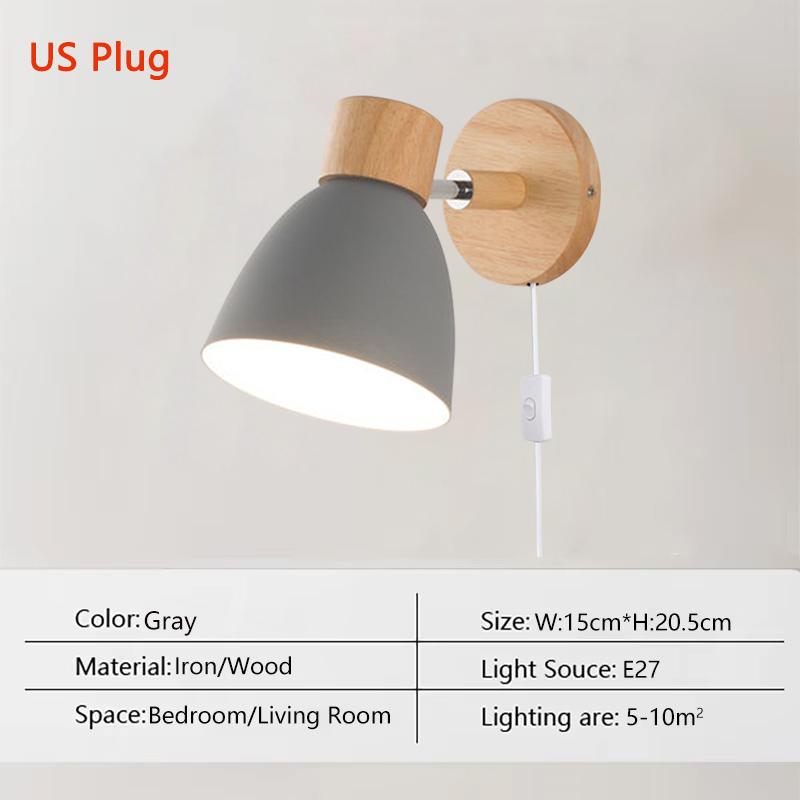 Скандинавский светодиодный настенный светильник Минималистичный железный с выключателем E27 Настенная лампа Для спальни Прикроватный кабинет Офис Внутреннее освещение Светильники