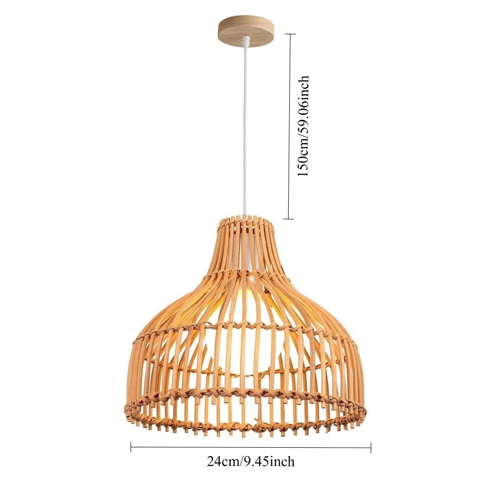 Pendant Light Rattan Weave Chandelier Rattan Boho Bamboo 24CM Lampshade Vintage Ceiling Lamp Decoration Ceiling Light for Home
