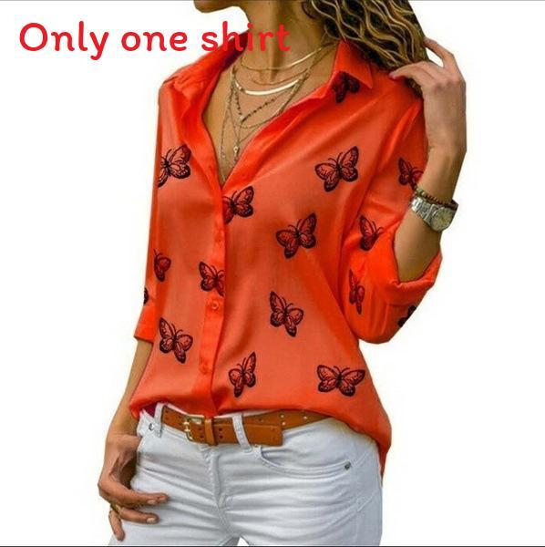 English Fashion Shirt With Butterfly Print And Spandex For Casual Wear