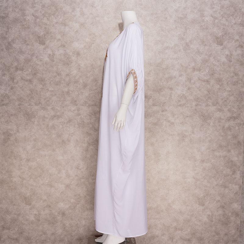 2022 элегантное золотое вышитое кафтан в стиле ретро с v-образным вырезом белое платье больших размеров женская одежда летняя пляжная одежда купальный костюм накидка