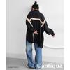 [antiqua] [Antica] switching shirt ladies tops long sleeve PY-00803 Onesize 05 black
