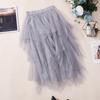 New Korean Style Irregular Tulle Skirt Long Skirt Pettiskirt Bottoming Skirt High Waist Mesh Skirt Women