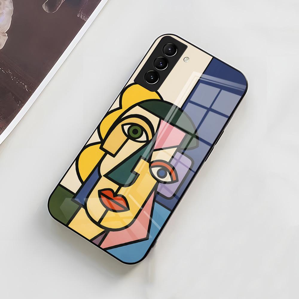 Абстрактный чехол для телефона в стиле Пикассо для Samsung A56 A36 A26 A16 A15 A25 A35 A55 A14 A34 A24 A54 Стеклянный чехол