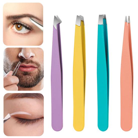 4 шт./компл. набор наклонных пинцетов для бровей из нержавеющей стали, инструмент для удаления вросших волос, набор зажимов для бровей с плоским ртом