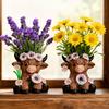 Highland Cow Vase Cute Cow And Flower Resin Vase Decorative Planter Without Drain Hole for Plants Flowers Home Outdoor Indoor Decor
