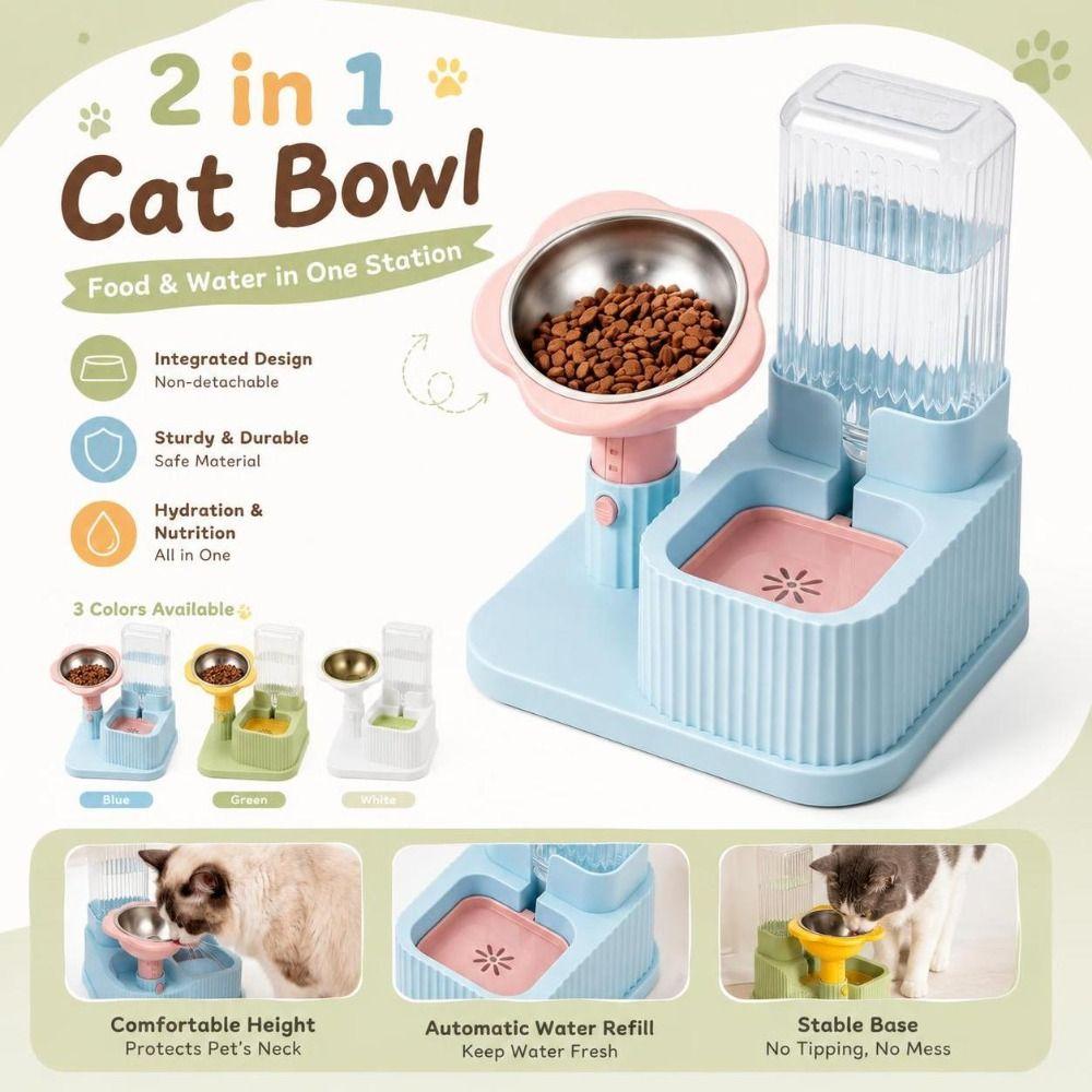 2 in 1 Cat Bowl Flower Shaped Pet Food Bowl New Cat Drinking Bowls Pet Feeding Supplies