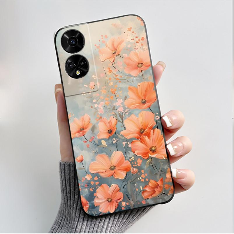 Printing Pattern Case For TCL 50 5G/TCL 50 XE Nxtpaper 5G/TCL 50XE 5G Soft Silicone Black Shell Cover Cute Flower Cartoon Casing