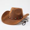 Autumn and winter men's gentleman's hat suede western cowboy hat big eaves hat men's women's belt top hat