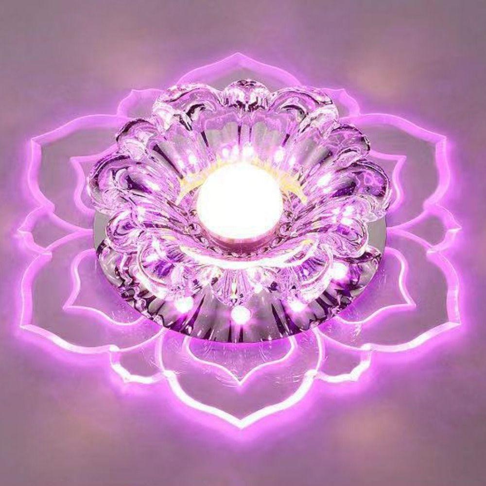 Home Decoration 9W LED Ceiling Lights Crystal Petals Modern Crystal Flower Chandelier Creative Ceiling Spotlights Balcony Porch
