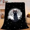 1PC Lunar Cat Magic Night Flannel Blanket Gift, Suitable for Both Men And Women, Soft Ideal for Beds And Sofa, Birthday Or Christmas Gift