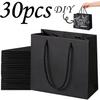 10/30 Pcs Black Paper Gift Bags, Heavy Duty Handled Tote Bags Multipurpose for Birthday Wedding Daily Use 8.6x3.9x7 Inch
