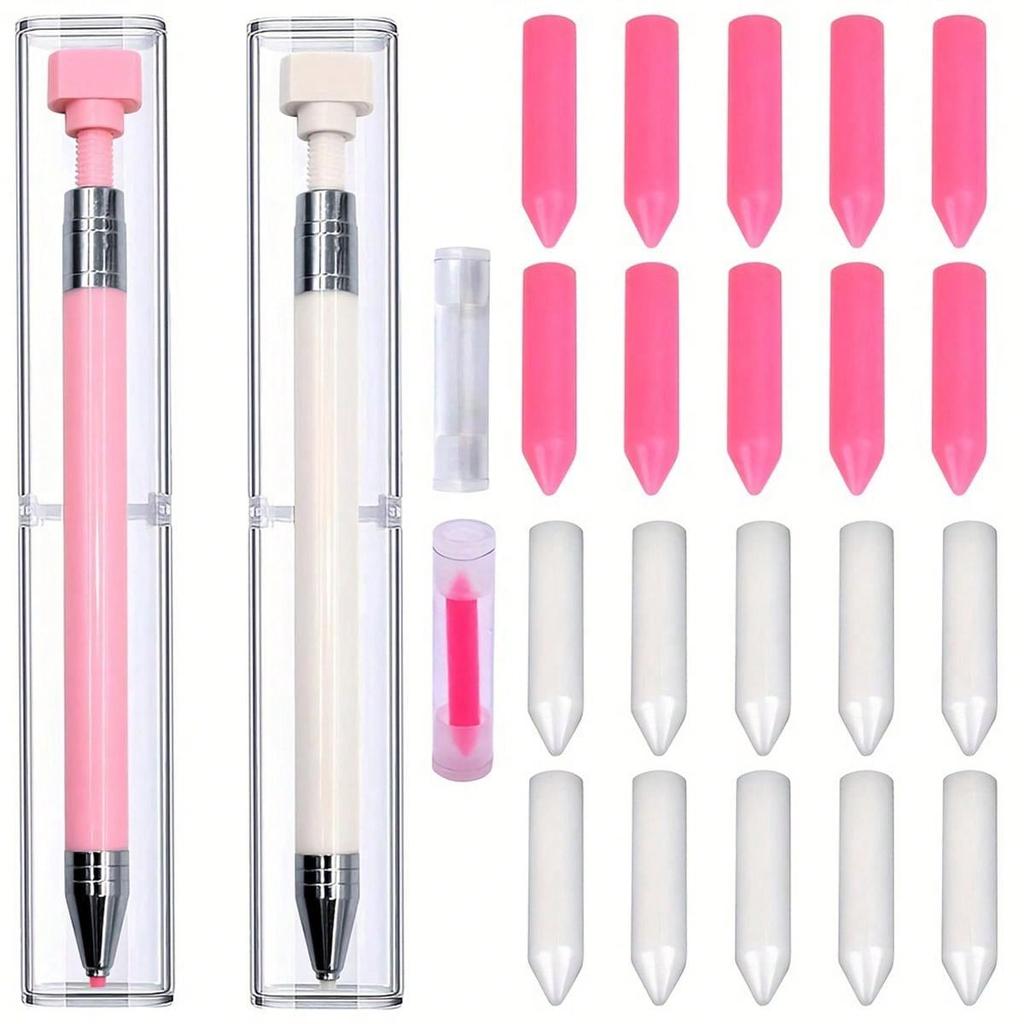 Acrylic Diamond Drawing Pen Kit with Rotating Wax Tips, 11-piece Set Including 1 Sticky Pen and 10 Soft Waxes for Diamond Art