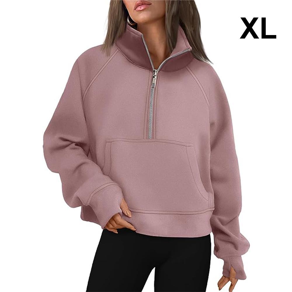 Женские толстовки на молнии, укороченный пуловер, флисовые толстовки на молнии на четверть, осенняя одежда, одежда с отверстием для большого пальца