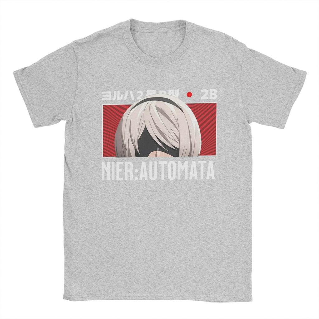 Мужская футболка Nier Automata 2B Peeker, аниме, 100% хлопок, новинка, футболки с коротким рукавом и круглым вырезом, оригинальная футболка