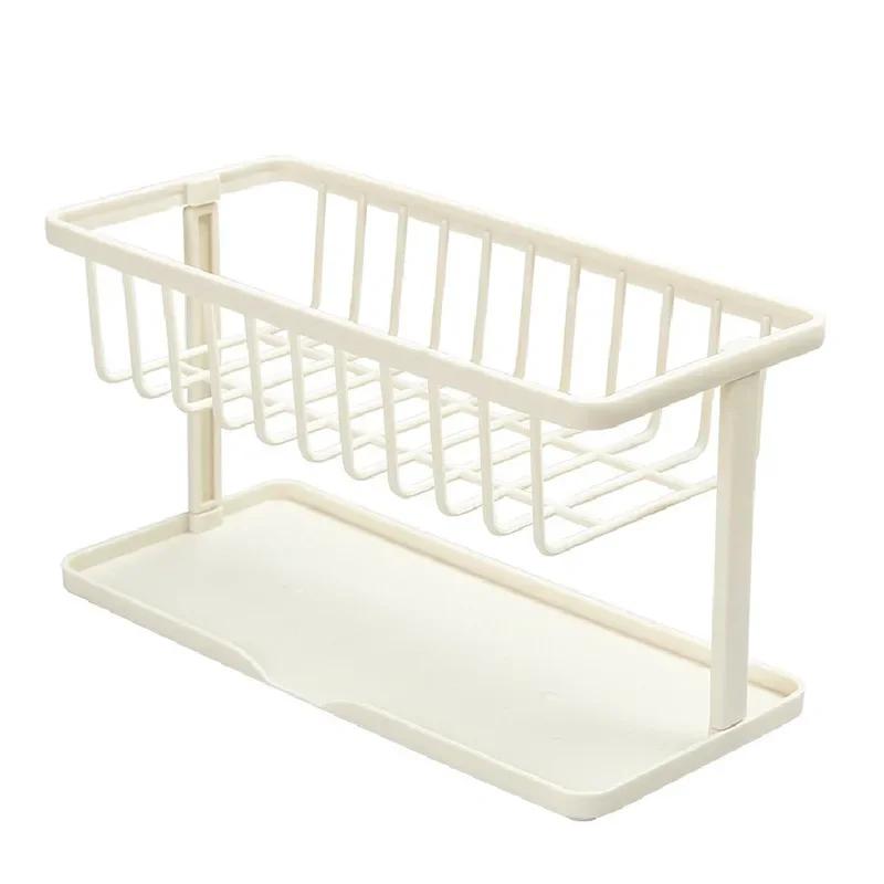 Household Kitchen Countertop Cleaning and Storage Rack, Multifunctional Sponge Drain Shelf for Faucets and Sinks