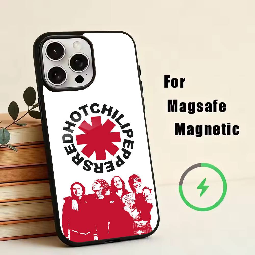 R-Red Hot Chili Peppers Чехол для телефона для iPhone17,16,15,14,13,12,11 Plus,Pro Магнитный для Magsafe Беспроводной зарядки