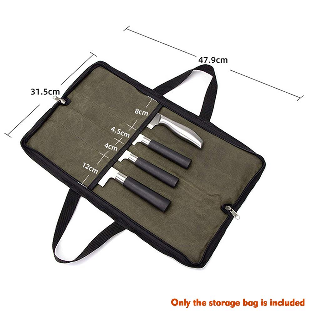 Knife Case(4 Slots), Canvas Chef"s Knife Roll Bag with Durable Handles, Portable Waterproof Knife