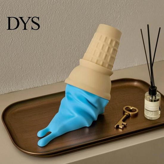 Desk Accessories for Office Melting Ice Cream Ornament, 3D Printed Cone Colorful Entryway Ornaments Sculpture, Fun Tabletop Ornament Home Decoration