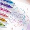 8 Color Christmas Glitter Highlighter Gel Pens, Double Line Outline Art Marker Pens for Bullet Diary, Poster, Card, DIY Writing