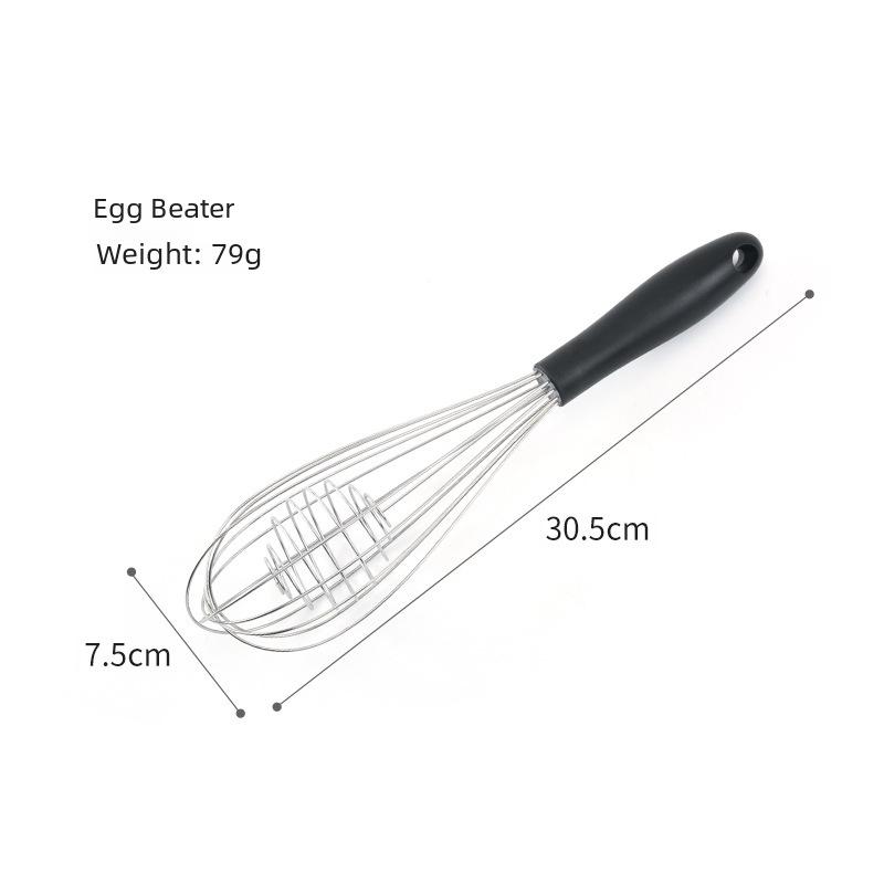Stainless Steel Egg Beater with Rubber Handle - Handheld Mixer for Baking and Frothing