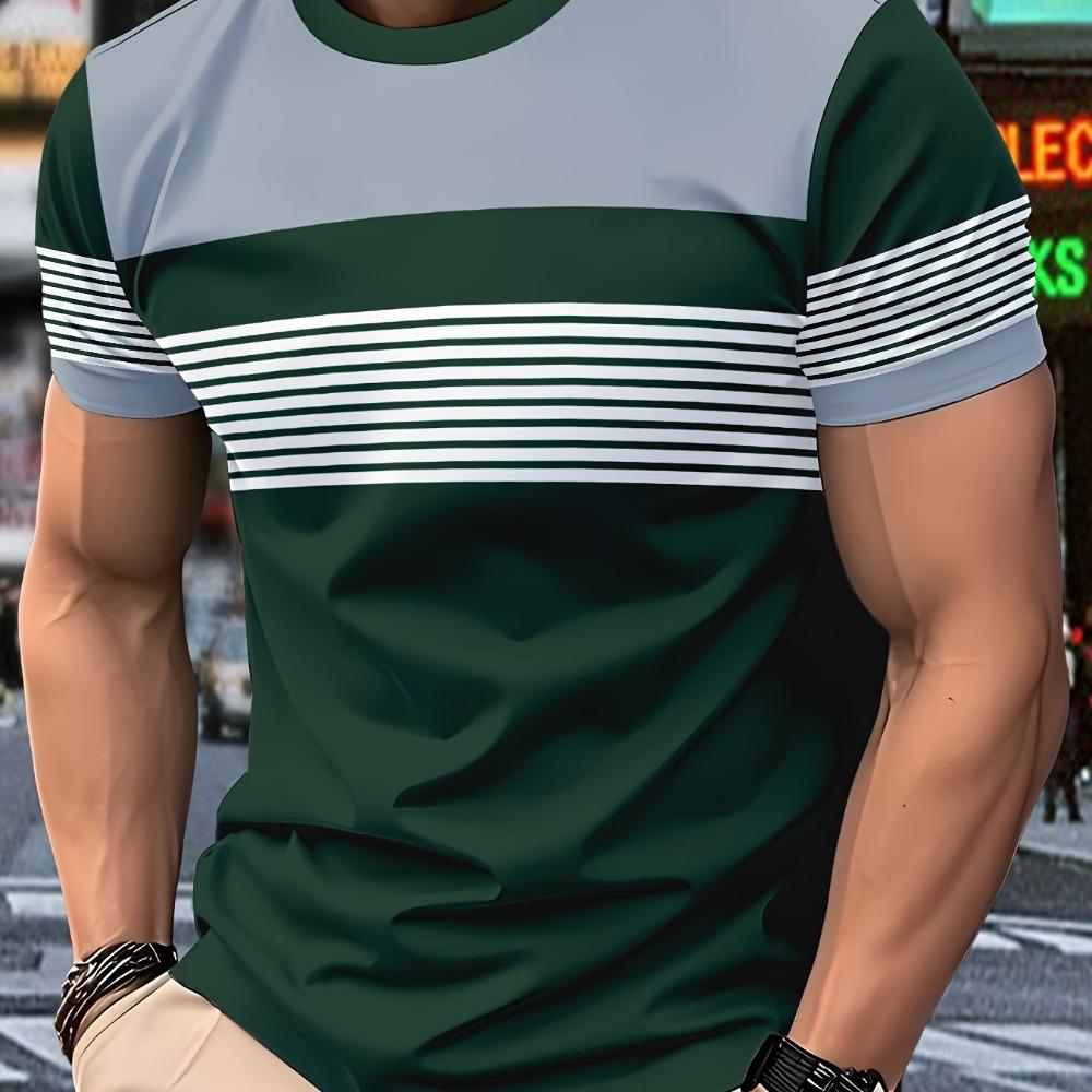 Мужская и детская футболка оверсайз, летняя модная повседневная футболка с круглым вырезом и коротким рукавом, мужская футболка в полоску с принтом