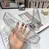Korean Crystal PVC Square-Toe Slip-On Jelly Sandals & Slippers