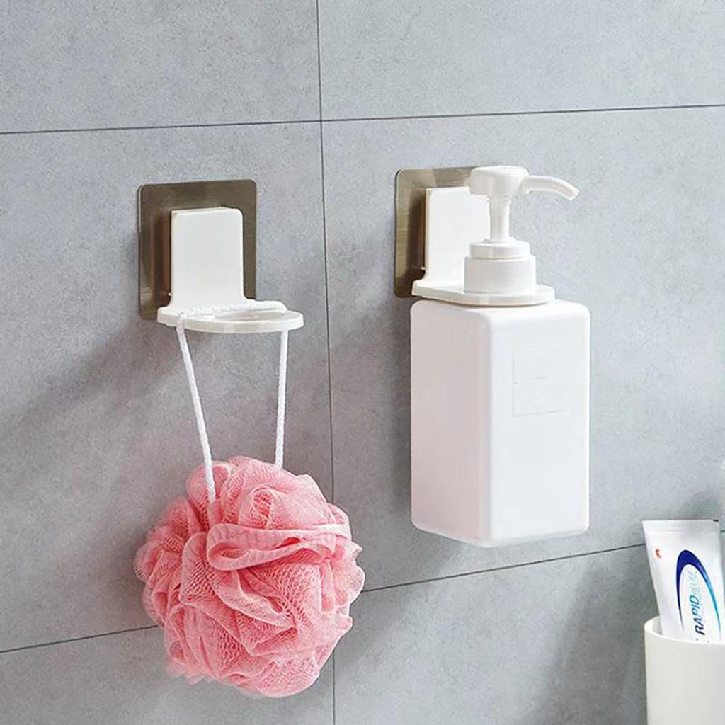 Adjustable Dispenser Bottle Holder Wall Mounted Adhesive Shampoo Lotion Hand Soap Bottle Hanger Bathroom Storage Rack
