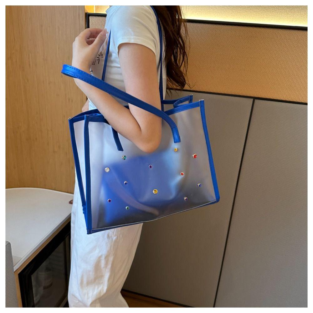 2pcs/set Beach Jelly Shoulder Bag Waterproof Shopping Bag Casual Transparent Totes Bag  Outdoor