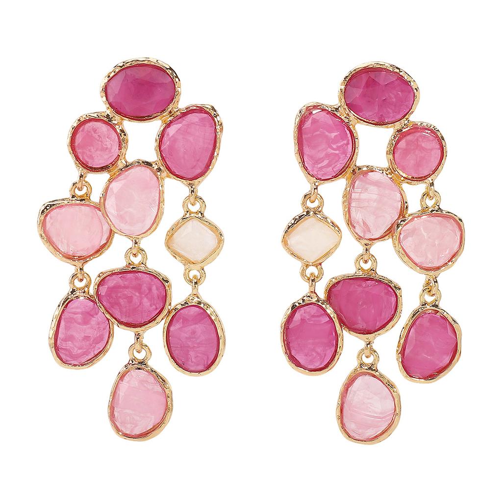 Fashion Colored Resin Fringed Earrings, Fashionable Retro Ethnic Style Exaggerated Earrings