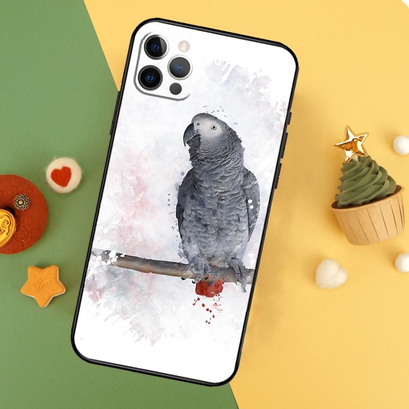 African Grey Parrot Phone Case For iPhone 17 16 14 13 12 11 15 Pro Max 12 13 Mini 16E 17 Air Shockproof Cover