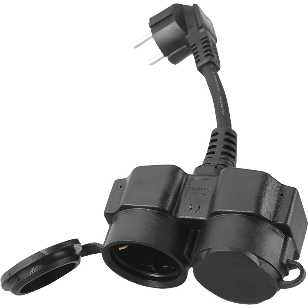 Профессиональный кабель-удлинитель с двойной вилкой Шуко, IP44 водостойкий кабель с защитой от детей для использования на открытом воздухе