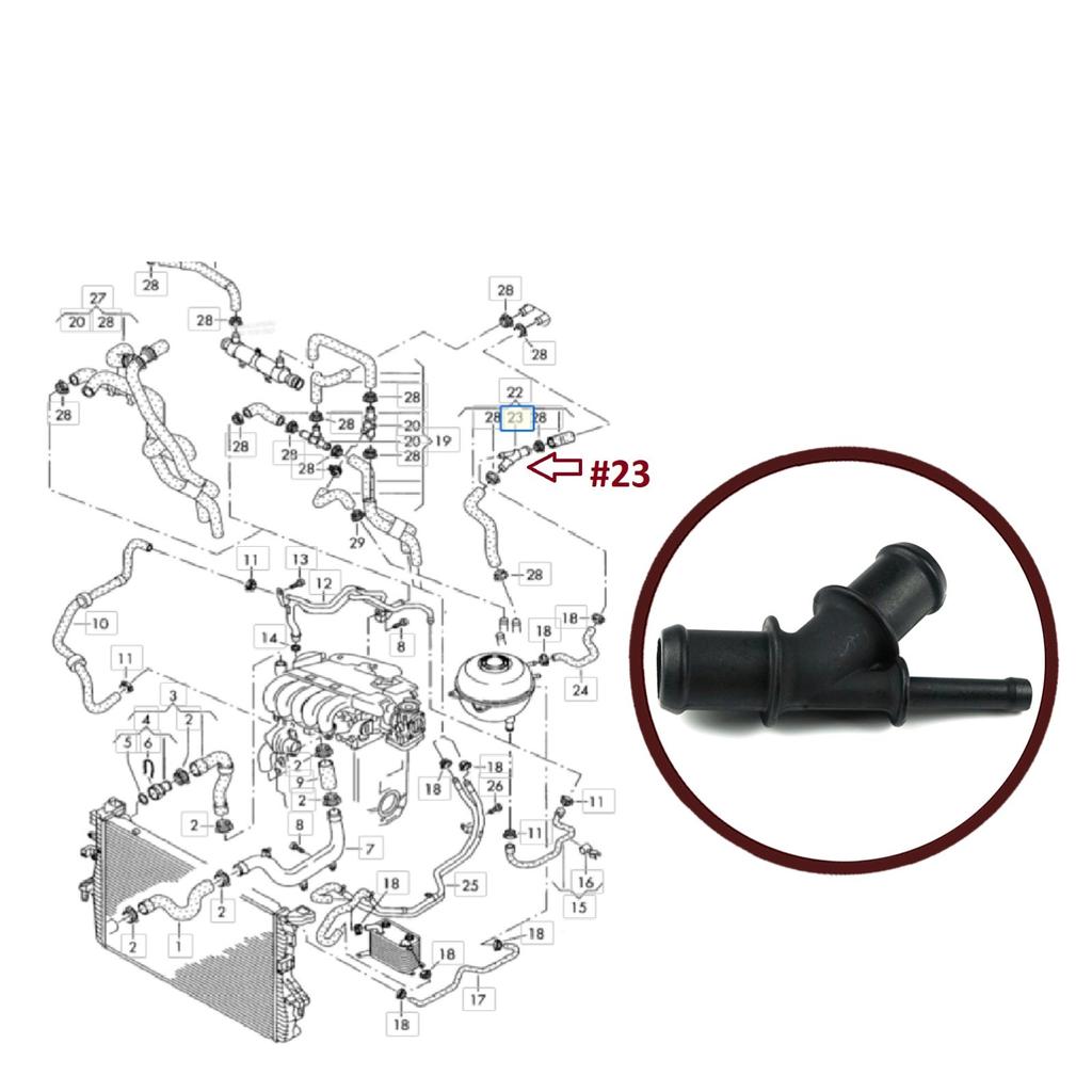 BHC654 Тройник охлаждающей жидкости двигателя Распределитель дроссельной заслонки Соединительный шланг Водяной фланец Соединение 1J0121087D для VW Seat Skoda